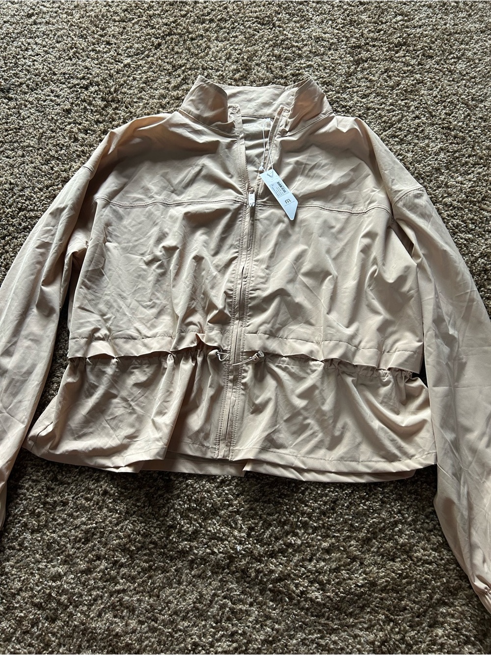 Light Tan Women’s Zip-Front Windbreaker Jacket